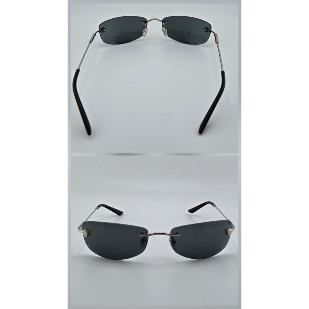 Versace Mod 2275 Rimless Sunglasses Silver Medusa Dark Grey Lens Italy Authentic - Picture 6 of 8